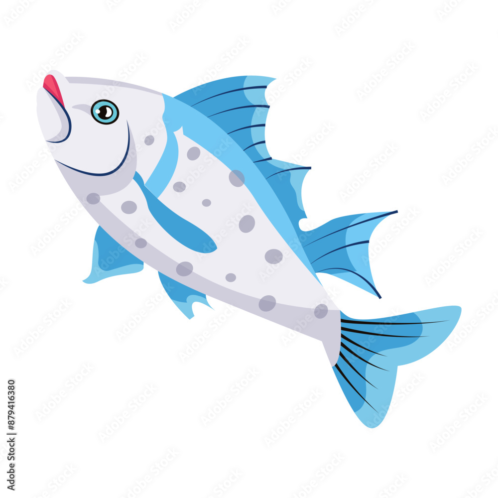 Obraz premium A flat style cartoon fish icon