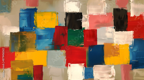 abstract mosaic cube background with dynamic colorful paint strokes, with a focus on the texture and depth of the paint, showing vibrant rainbow colored variations from blue to green, red, and yellow