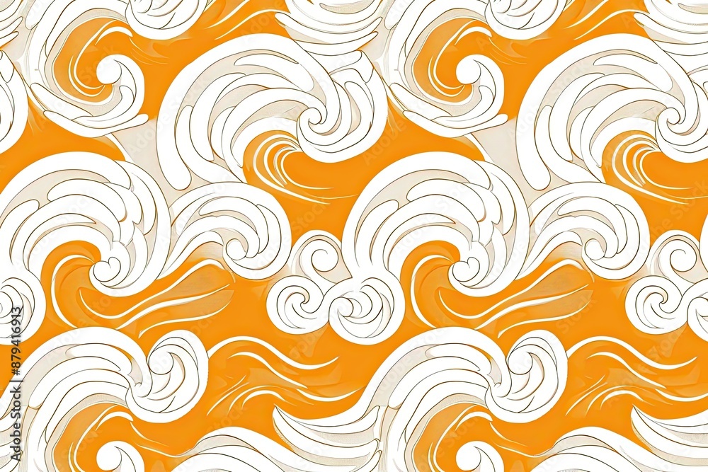 Fototapeta premium Golden Waves Abstract Seamless Pattern