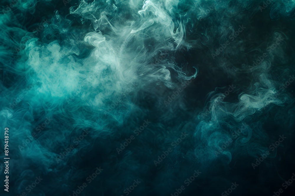 Ethereal Swirls of Blue and Green Smoke in a Dark Atmosphere Ethereal Swirls of Blue and Green Smoke in a Dark Atmosphere