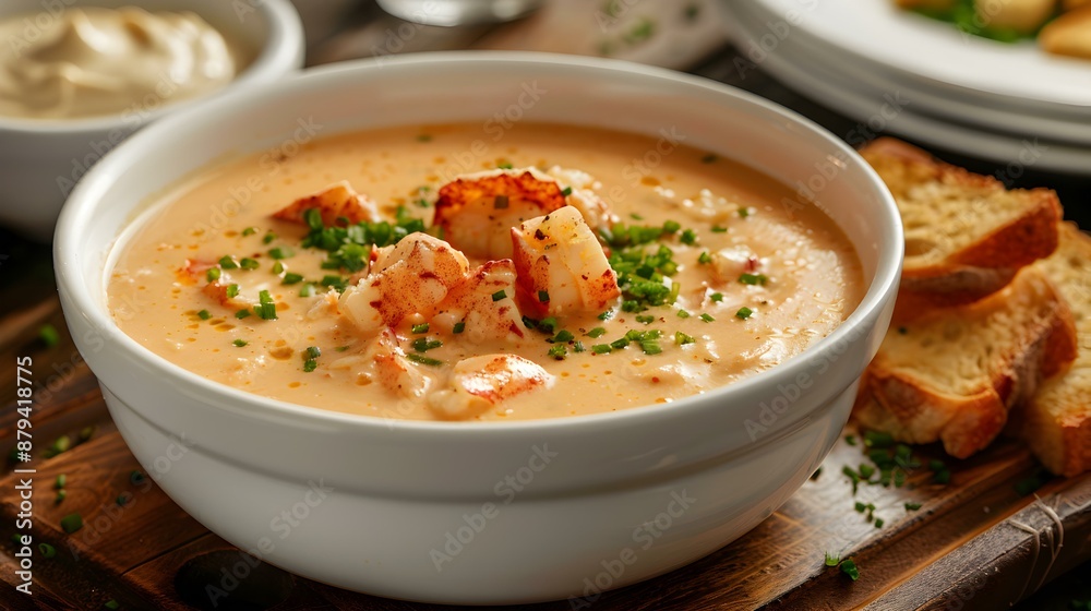 Lobster bisque is a thick and rich lobster Lobster bisque is a thick and rich lobster