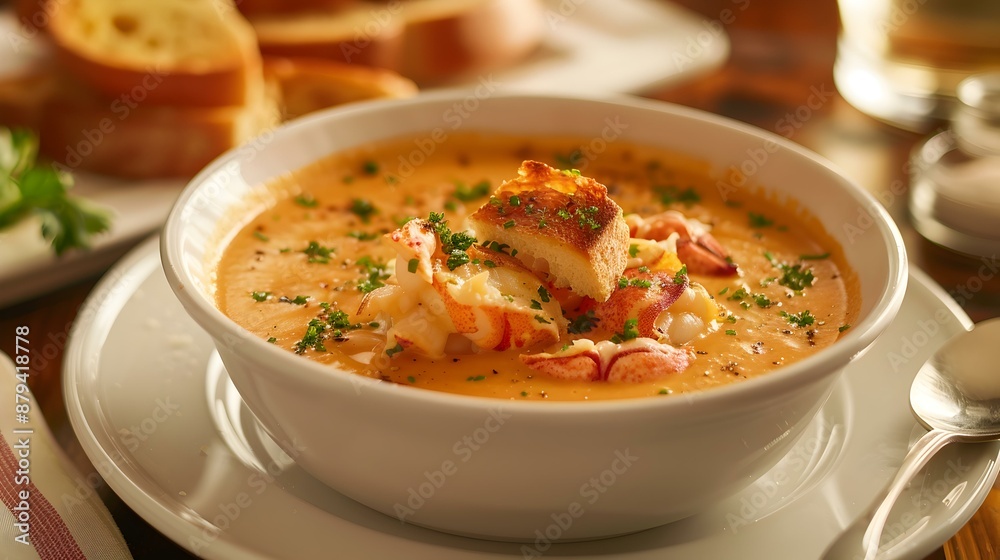 Lobster bisque is a thick and rich lobster image Lobster bisque is a thick and rich lobster image