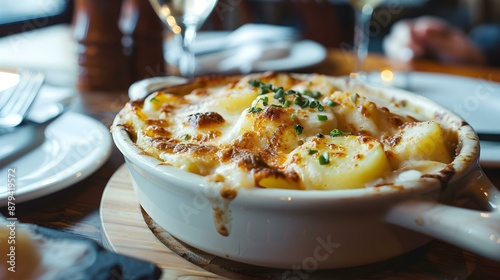 Gratin dauphinoise is a potato dish prepared image photo