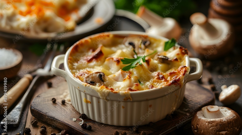 Julienne is a tender casserole of mushrooms chicken picture Julienne is a tender casserole of mushrooms chicken picture