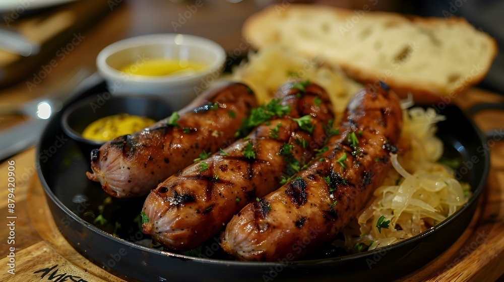 The grilled sausages are juicy and flavorful cooked image The grilled sausages are juicy and flavorful cooked image