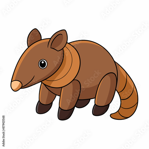 Anteater in nature. Cute kawaii mammal with long nose, trunk. Modern illustration isolated on white background.