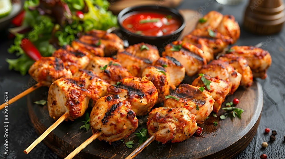 Pinchos de pollo chicken skewers marinated in spices Pinchos de pollo chicken skewers marinated in spices
