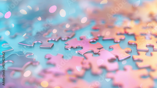 Minimalist Blurred Background: jigsaw puzzle pieces.