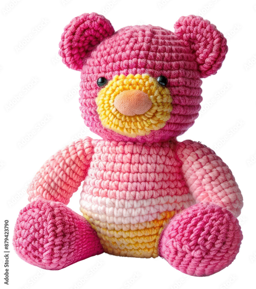 PNG Handmade pink crochet teddy bear PNG Handmade pink crochet teddy bear