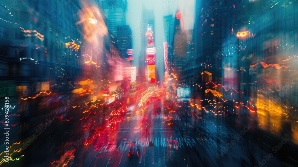 Fototapeta premium Abstract city lights blurred at night