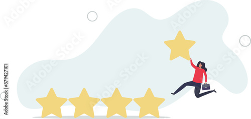 User experience, customer feedback stars rating or business and investment rating concept.flat design.illustration with people.