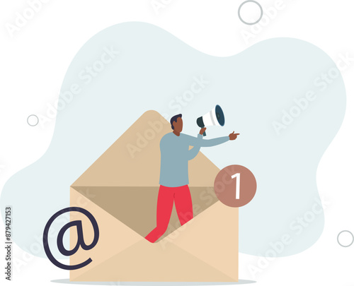 Email marketing, CRM, subscription on web and sending email newsletter for discount or promotion information concept.flat design.illustration with people.