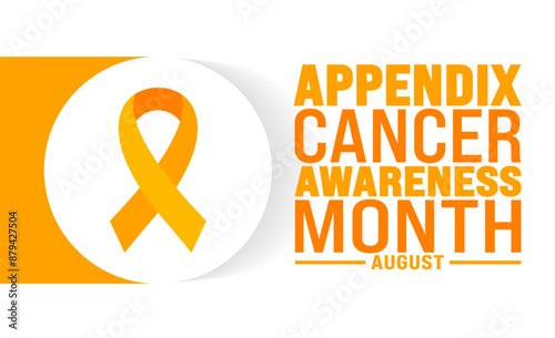 Appendix Cancer Awareness Month is observed every year in August. Holiday concept. Template for background, banner, card, poster, placard, design template with unique shapes with standard color.