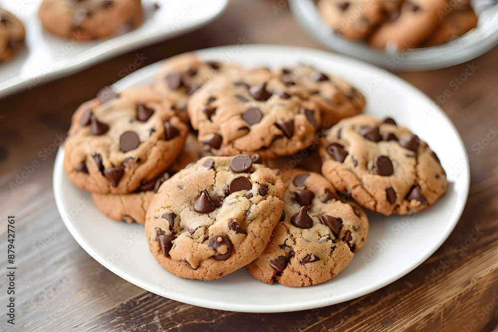 Chocolate Chip Cookies on Plate Chocolate Chip Cookies on Plate