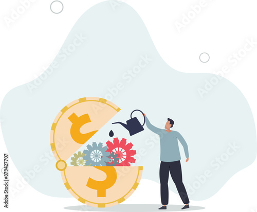 Financial or money liquidity to help economic stimulus, central bank monetary policy to help lubricate economy concept.flat design.illustration with people.