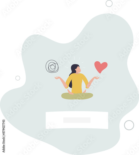 Stress management balance between work concentration and mental health, work life balance or meditation and relax.flat design.illustration with people.