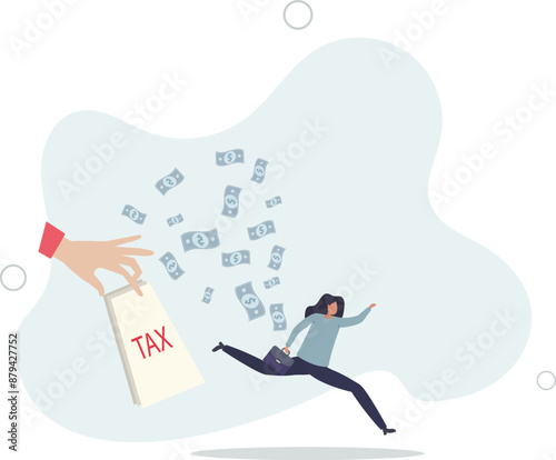 Tax evasion, illegal hide revenue and avoid paying government tax, fraud and money laundering or financial crime concept.flat design.illustration with people.