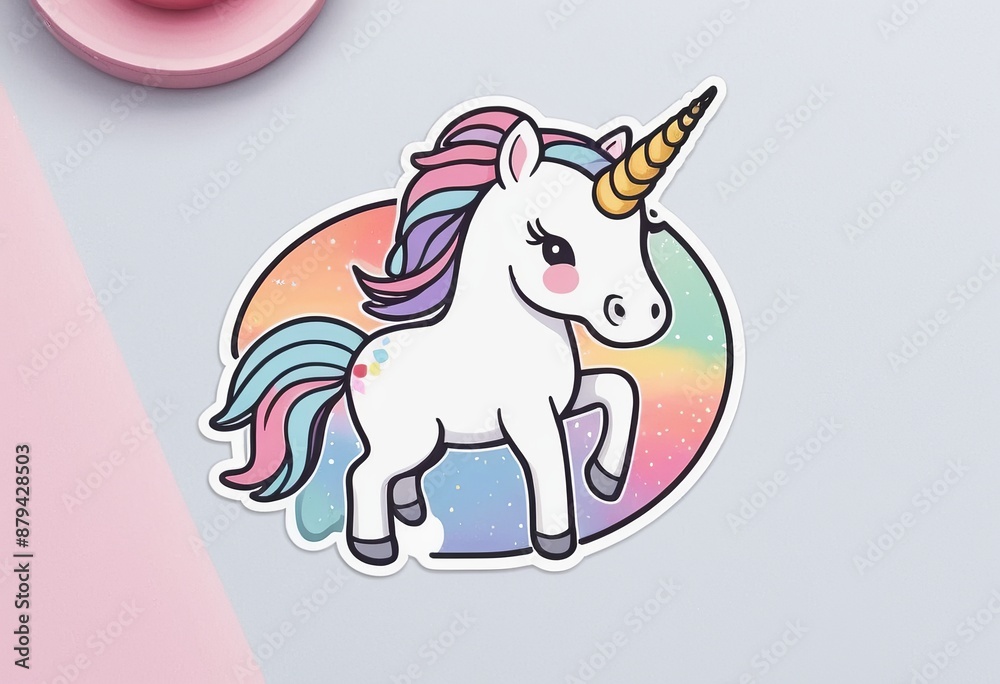 Fototapeta premium Playful Unicorn Stickers for Decorating Your Laptop