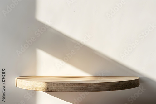 Empty Minimal Natural Wooden Table Counter Podium