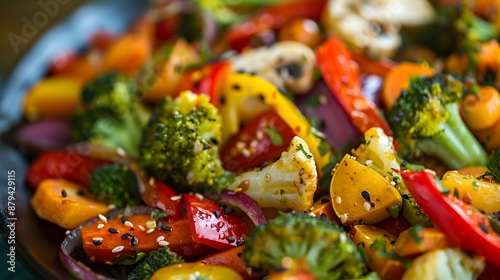 Vegetable stir-fry fresh vegetables fried until golden brown image