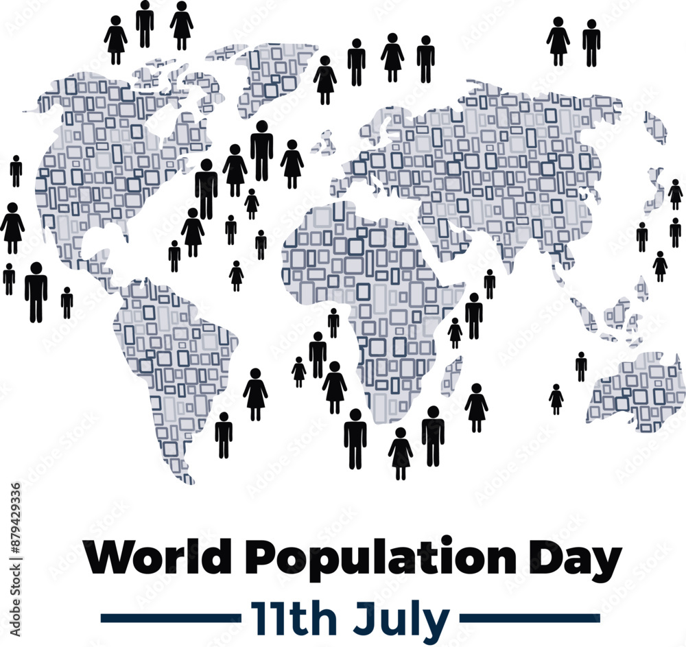 Naklejka premium world population art vector illustration on white background and people icons
