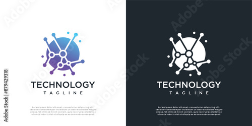 Global technology vector logo icon template with connection concept	
