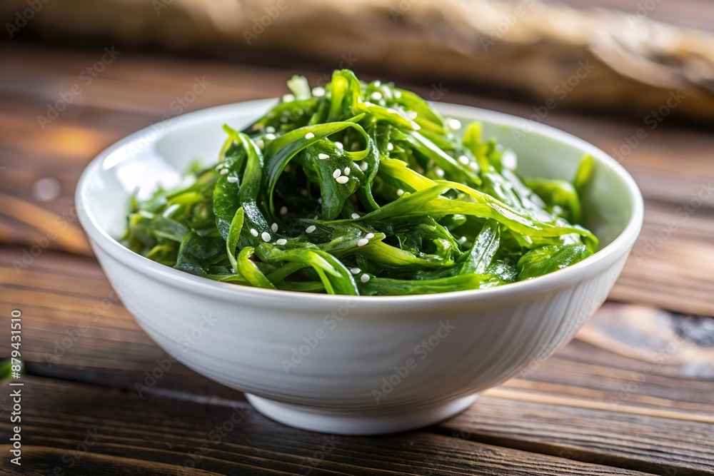 raw seaweed salad in bowl with sesame seasoning raw seaweed salad in bowl with sesame seasoning