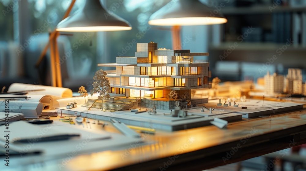 Architectural model of modern building Architectural model of modern building