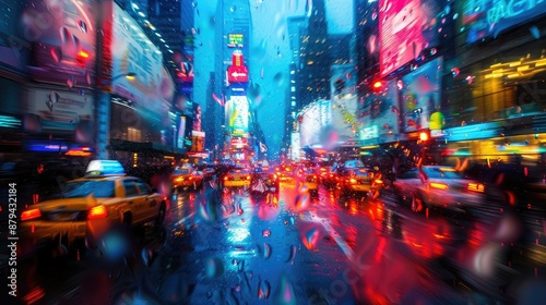 Abstract city lights blurred at night