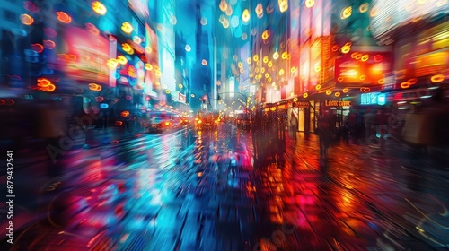 Abstract city lights blurred at night