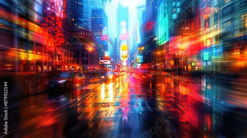 Abstract city lights blurred at night