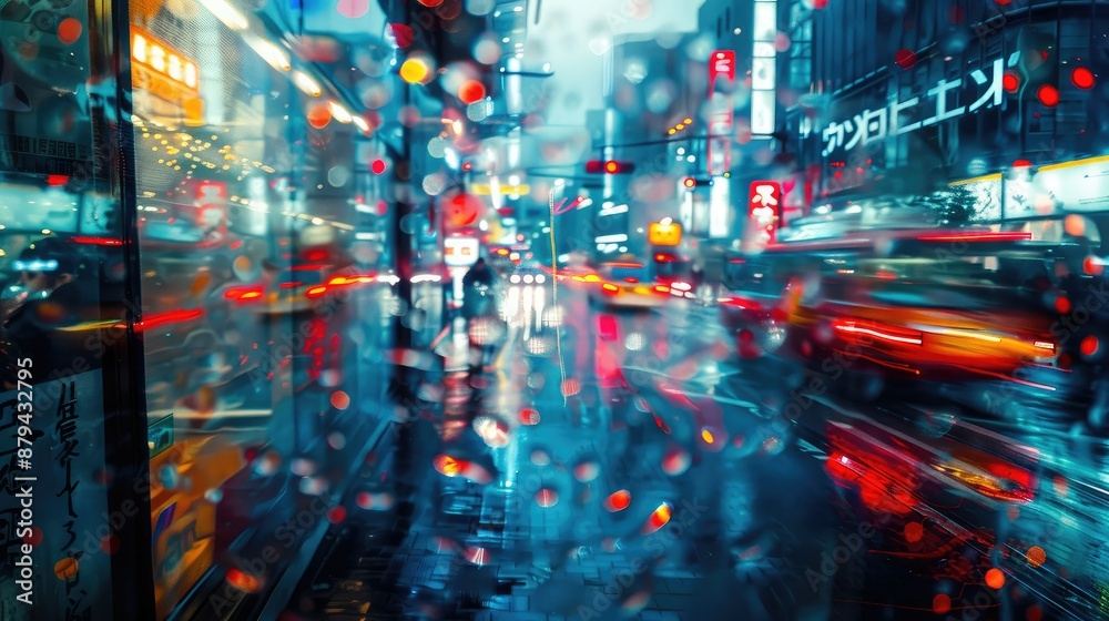 Fototapeta premium Abstract city lights blurred at night