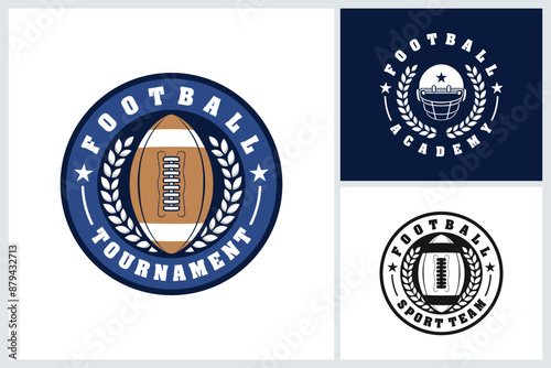 American football logo template emblem style. football badge illustration. American Football emblem vector illustration, American Football logo design