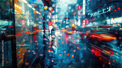 Abstract city lights blurred at night