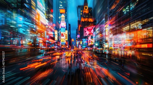 Abstract city lights blurred at night
