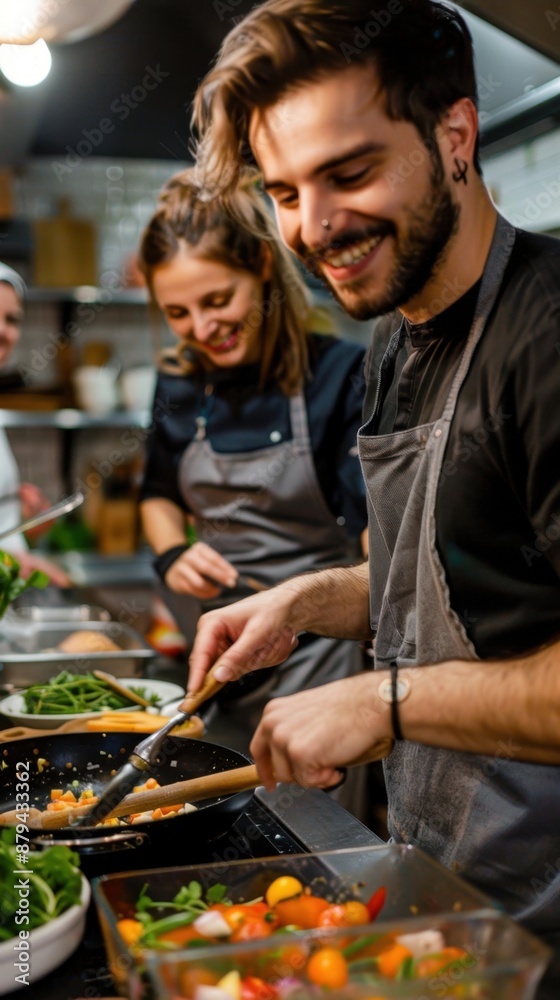Friends taking a cooking class together, learning and having fun in the kitchen, Cooking class, Culinary adventure Friends taking a cooking class together, learning and having fun in the kitchen, Cooking class, Culinary adventure