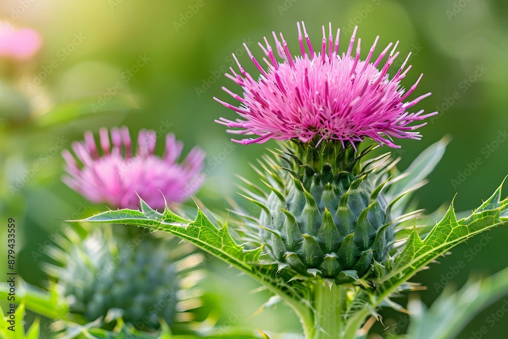 Close-Up of Vibrant Pink Thistle Flowers in Bloom Close-Up of Vibrant Pink Thistle Flowers in Bloom
