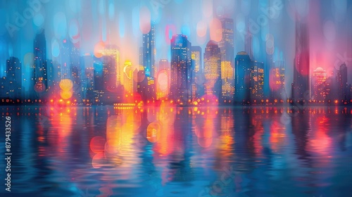 Abstract city lights blurred at night