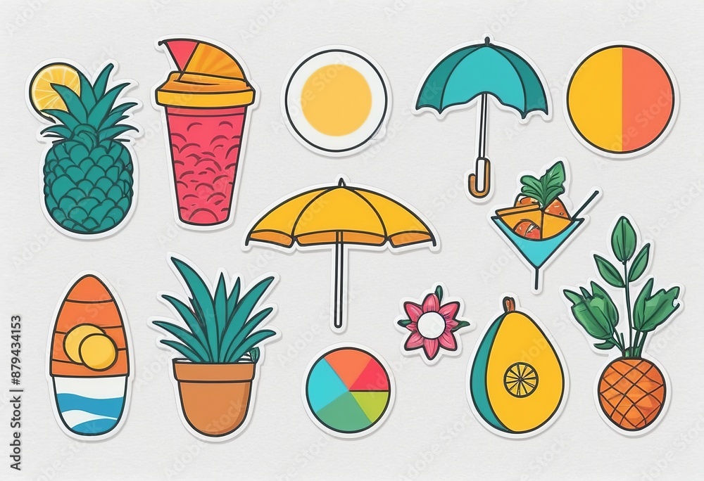 Travel and Sports Objects: Vector Stickers for Your Summer Adventures Travel and Sports Objects: Vector Stickers for Your Summer Adventures