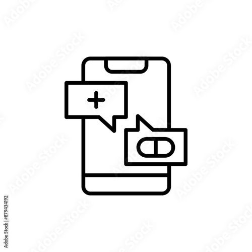 Medical app outline icons, minimalist vector illustration ,simple transparent graphic element .Isolated on white background