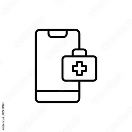 Medical app outline icons, minimalist vector illustration ,simple transparent graphic element .Isolated on white background