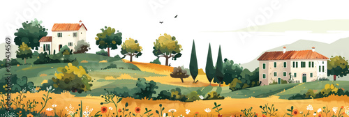 Vector Illustration of French Countryside