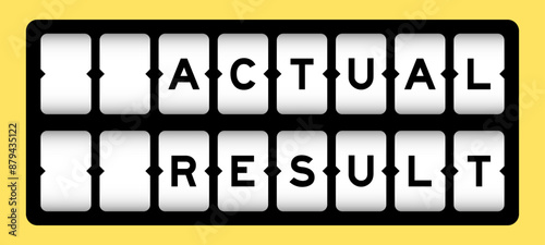 Black color in word actual result on slot banner with yellow color background