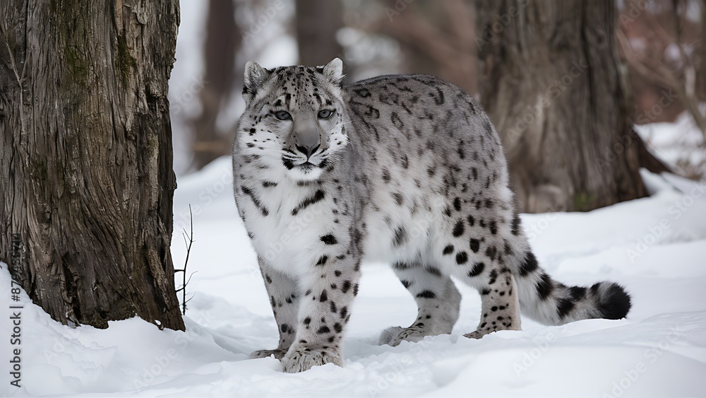 Obraz premium Snow leopard nature habitat wallpaper