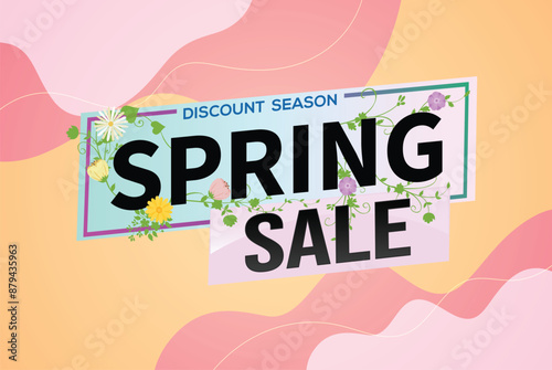 spring sale word text concept icon logo sign symbol vector note mega shopping style for use landing page, template, social media, web, mobile app, poster, banner, flyer, background, gift card, coupon
