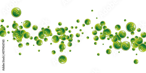Vitamin Q10 round capsules scattered randomly.