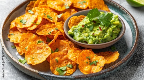 A plate of cheese crisps and guacamole for a quick and easy keto snack