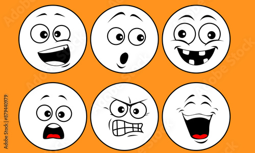 Cartoon faces expressions vector set