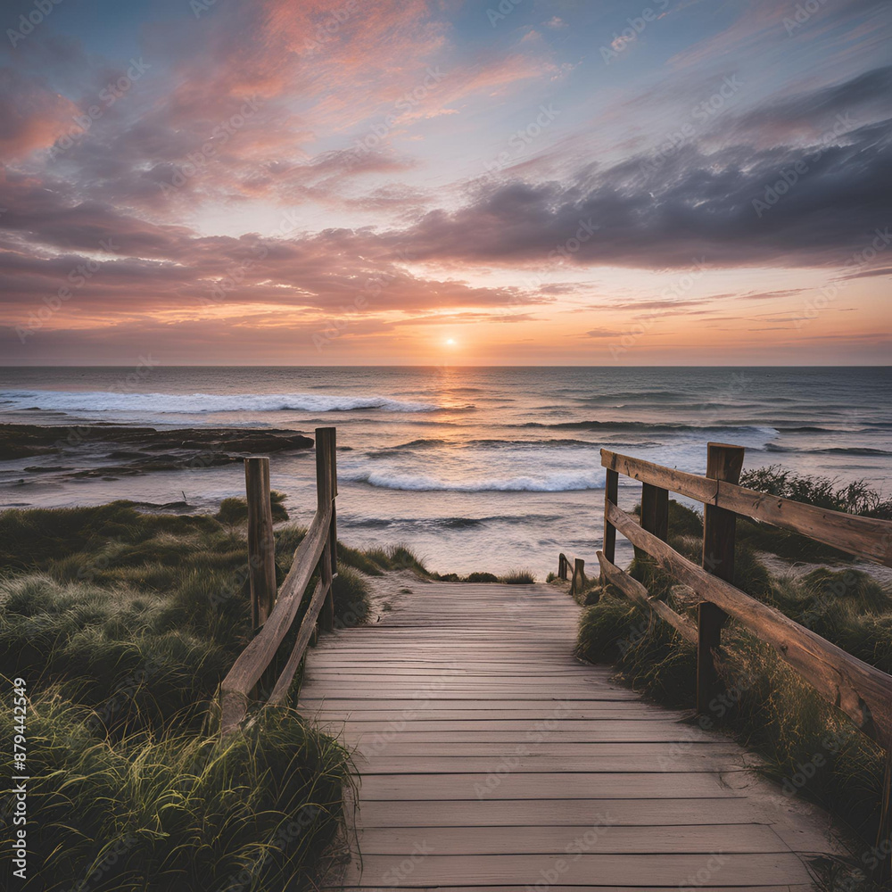 Fototapeta premium sunset on the beach in summer 