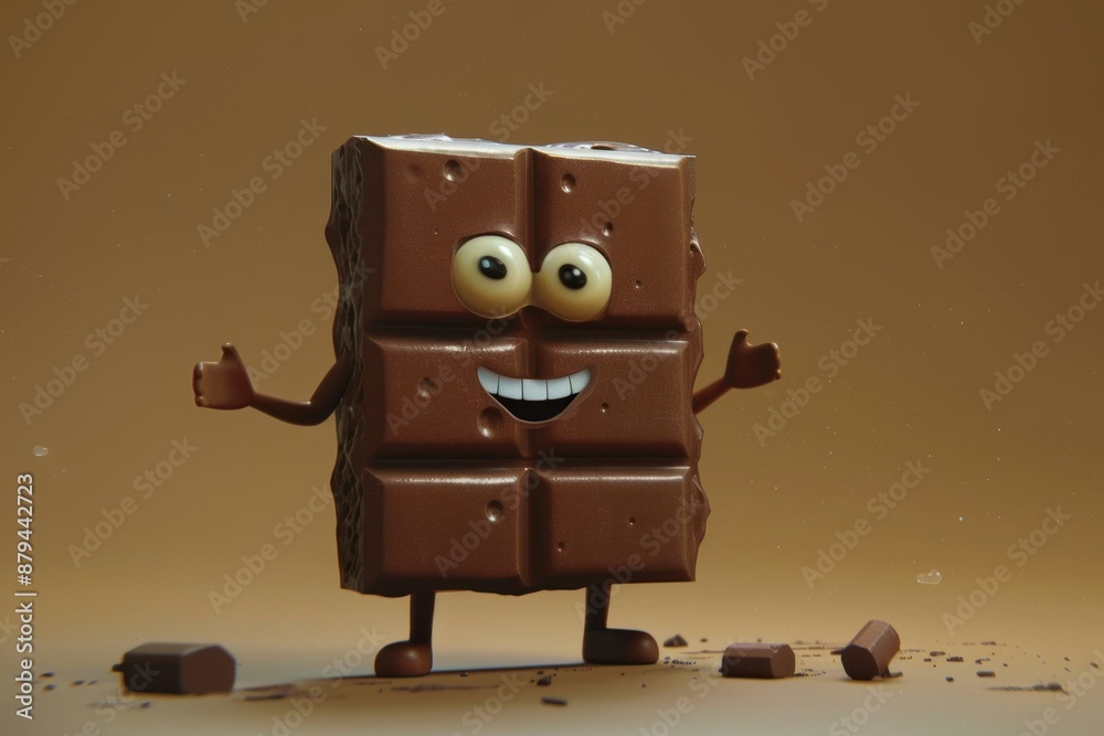 Fototapeta premium Smiling chocolate bar character giving a thumbs up, conveying happiness and enjoyment